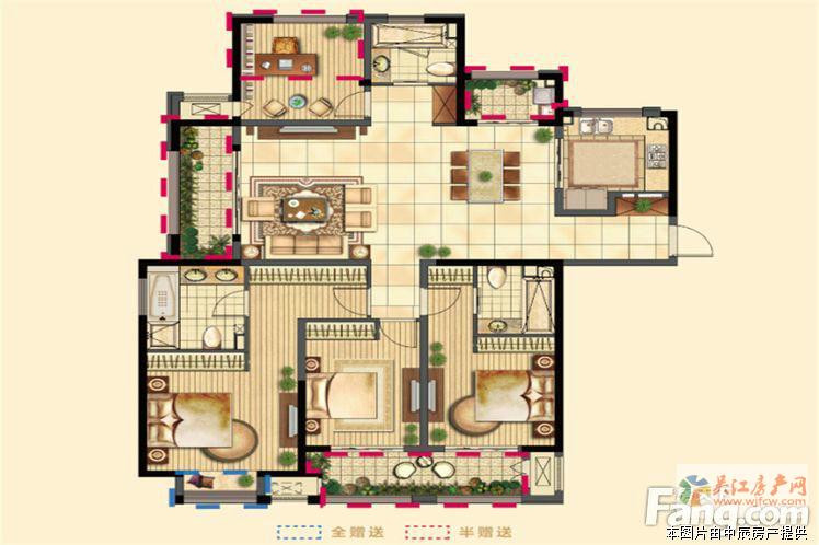 藍光天悅城 4室2廳2衛(wèi) 120平方米 219萬出售z